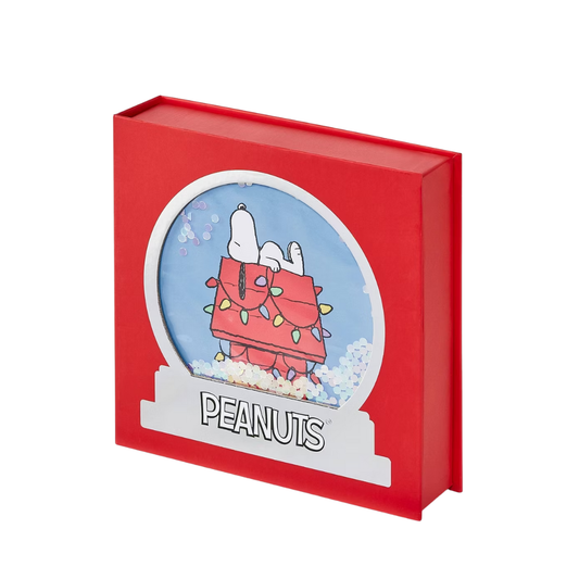 Women's Peanuts Snow Globe Box of Cozy Embroidered Crew Socks - White/Blue 4-10